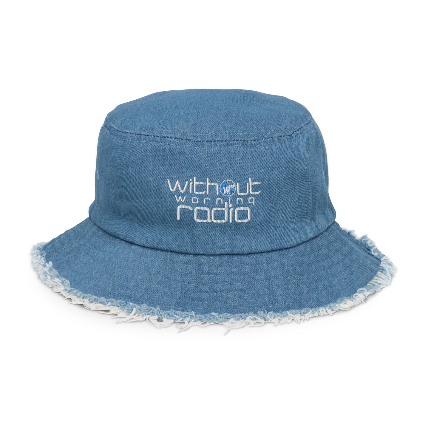 Without Warning Radio Distressed denim bucket hat